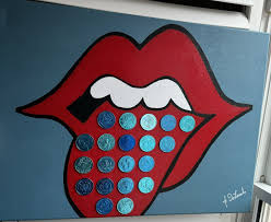 original acrylic artwork red lips