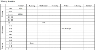 study planner and timetable template