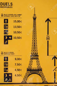Price Chart Board Eiffel Tower Tour Eiffel Blue Sky Clouds