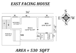 East Facing Single Bhk House Plan