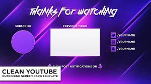 This youtube end screen templates — it`s fastest way to add professional design to your youtube end card outro. Clean Outro End Screen Card Photoshop Template Free Youtube