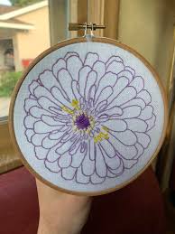 Hand embroidery, machine embroidery, and applique. Can T Stop Taking Pictures Of My Zinnias This Year So I Decided To Turn Some Into Embroidery First One Down Embroidery