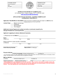 georgia cosmetology license fill out