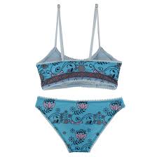 Women Summer Vacation Beach Bathing Swimwear Swimsuit Bikini Set Blue Size Xl