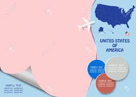 Travel Usa Template Vector Showing The Airplane Approaching The