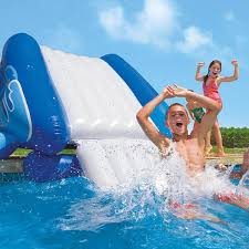Blue Vinyl Inflatable Pool Water Slide