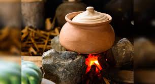 cooking food in earthen pots