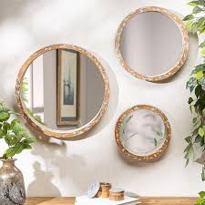 Gerson Asst Cream Round Wall Mirrors