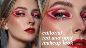 editorial red and gold makeup tutorial