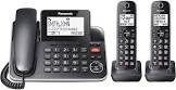 2-Handset DECT 6.0 Corded/Cordless Phone with Answering Machine (KXTGF872B) Panasonic