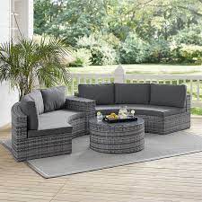 Piece Wicker Curved Patio Sectional Set