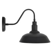 Sylvania Easton 1 Light Antique Black Outdoor Wall Mount Barn Light Sconce With Edison Led Light Bulb Included 60062 The Home Depot