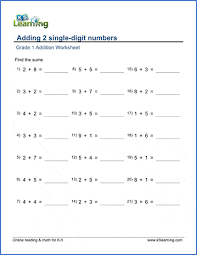 Grade 1 Math Worksheet Add 2 Single