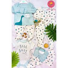 Hàng Auth nhập khẩu - Set đồ 7 món (suits, quần áo, mũ, yếm) cho bé sơ sinh