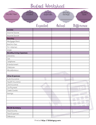 Printable Detailed Budget Worksheet Download Them Or Print