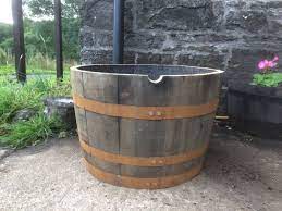 Half Oak Barrel Planter Natural Bands