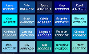 Blue Names With Hex Rgb Color Codes