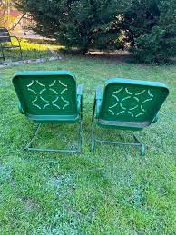 Vintage Set Of Metal Motel Patio Chair