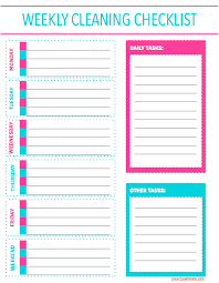 Weekly Cleaning Checklist Printable Frugal Fanatic