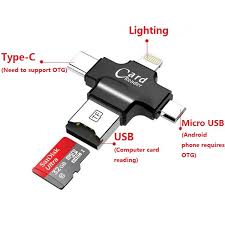 4 In 1 Multifunction Tf Card Reader Lighting Android Type C Usb Interface For Hubsan Zino H117s Fimi X8 Se Rc Drone Sale Banggood Com