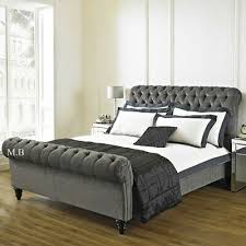 chesterfield sleigh bed scroll grey