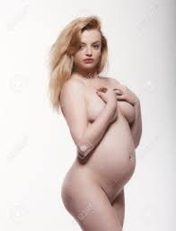 Naked Pregnant Woman With Long Blonde Hair On White Studio Background.  Stock Photo, Picture and Royalty Free Image. Image 58382672.
