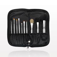 silver brush set with zippered case