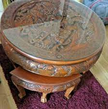 Vintage Circular Hand Carved Chinese