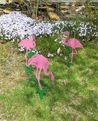 Pink Flamingo Metal Garden Stake
