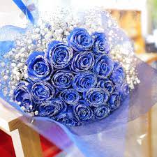 キラキラ青いバラ 20本の花束 | バラ・生花,キラキラ青いバラ,花束 | ROSESHOP 青いバラ、レインボーローズの専門店