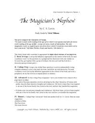 excerpt from the magician s nephew study guide 