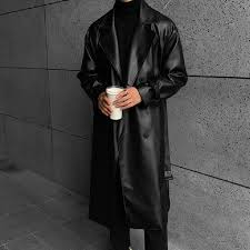 Mens Lapel Collar Black Leather Jacket