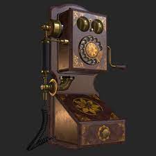 old antique wall telephone 3d model