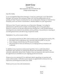 Operations Manager Cover Letter Template Cover Letter