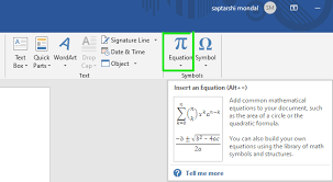 insert equations in a ms word doent
