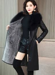 Women S Faux Fur Leather Coat Winter