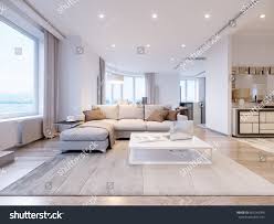 Modern White Gray Living Room Interior Buildings Landmarks