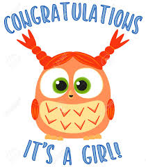 Congratulations It S A Girl Colorful Poster Cute Baby Girl Owl
