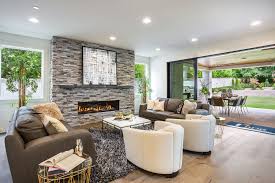 Silver Lining Stacked Stone Fireplace