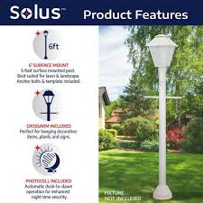 solus 6 ft white outdoor lamp post