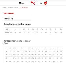 Puma Sneaker Size Chart Puma Womens Mens New Athletic Gear