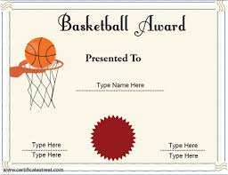 Sports Certificates Basketball Achievement Certificate