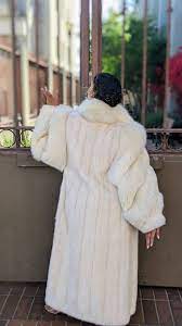 White Mink Tuxedo Fur Stroller Coat