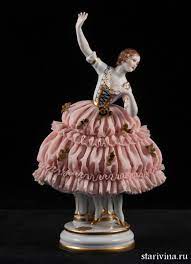 Купить фарфоровую статуэтку Танцующая девушка в кружевном платье, Muller &  Co, Германия, нач. 20 в по низким ценам - Старивина
