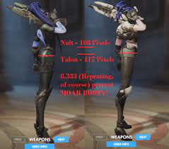 I noticed that Widowmaker's Talon skin had a bigger booty than normal, so I  used my hyper-advanced MSPaint skills to find out exactly how much more  booty there was. : r/gaming