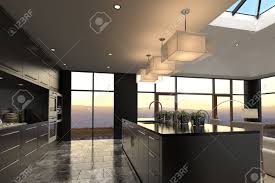 3d rendering of modern luxury kitchen