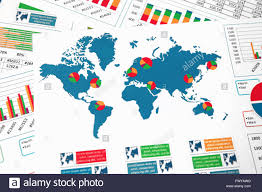 World Map With Charts Graphs And Diagrams Report Stock