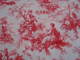 retired toile fabric red ivory waverly