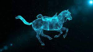 Galloping Horse with Saddle, glowing ...