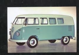 1959 VOLKSWAGEN BUS VW VAN CAR DEALER ADVERTISING POSTCARD COPY | eBay